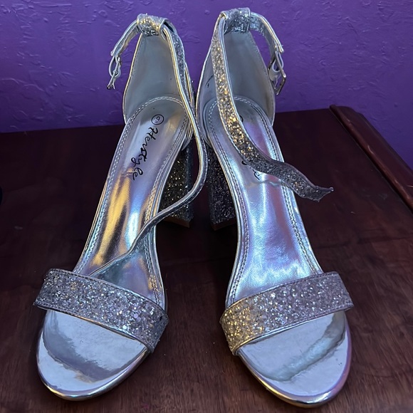 Shoes - sparkly open toe block heels
